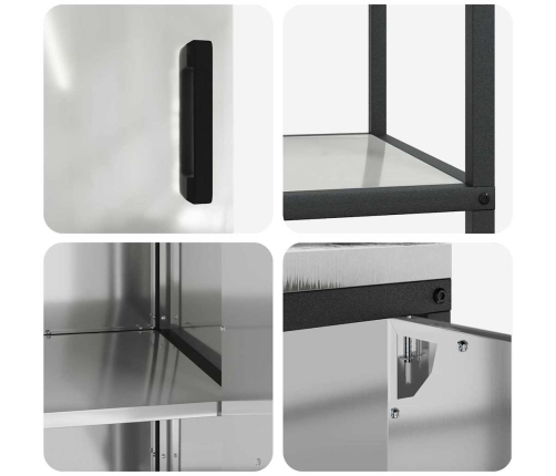 Virtuves Glabāšanas Komplekts 2 Pcs Sudrabs 150 X 50 X 92 Cm Vidaxl