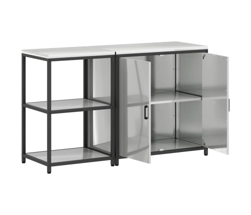 Virtuves Glabāšanas Komplekts 2 Pcs Sudrabs 150 X 50 X 92 Cm Vidaxl