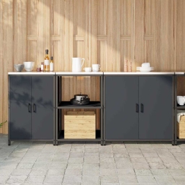 Virtuves Uzglabāšanas Komplekts Ar Plauktu Cits Ar Uzglabāšanu Ar Durvīm 3 Pcs Antracīta Vidaxl