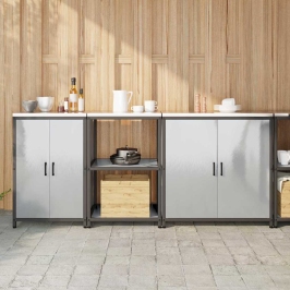 Virtuves Uzglabāšanas Komplekts 3 Pcs Sudrabs 210 X 50 X 92 Cm Vidaxl