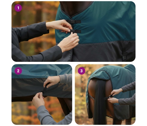 Zirgu Sega Tumši Zaļa Un Melna 155 Cm Poliesters Vidaxl