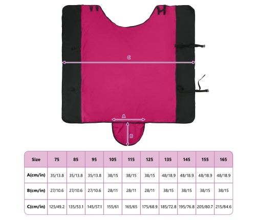 Zirgu Sega Rožains Un Melns 85 Cm Poliesters Vidaxl