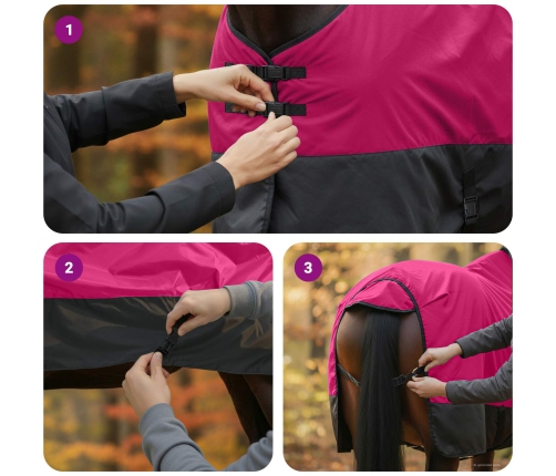 Zirgu Sega Rožains Un Melns 125 Cm Poliesters Vidaxl