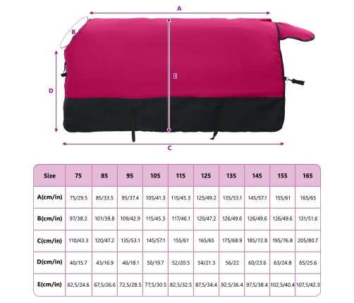 Zirgu Sega Rožains Un Melns 135 Cm Poliesters Vidaxl