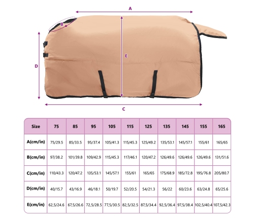 Zirgu Sega Kapučīno 155 Cm Poliesters Vidaxl