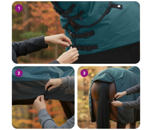 Zirgu Sega Tumši Zaļa Un Melna 135 Cm Poliesters Vidaxl