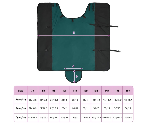 Zirgu Sega Tumši Zaļa Un Melna 145 Cm Poliesters Vidaxl
