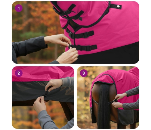 Zirgu Sega Rožains Un Melns 135 Cm Poliesters Vidaxl