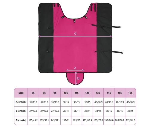 Zirgu Sega Rožains Un Melns 155 Cm Poliesters Vidaxl
