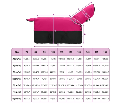 Zirgu Sega Rožains Un Melns 165 Cm Poliesters Vidaxl