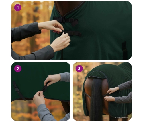 Zirgu Sega Pilnīgi Tumši Zaļa Poliesters Vidaxl