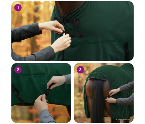 Zirgu Sega Pilnīgi Tumši Zaļa Poliesters Vidaxl