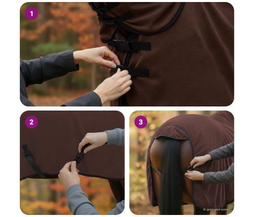 Zirgu Sega Pilnīgs Tumši Brūns Poliesters Vidaxl