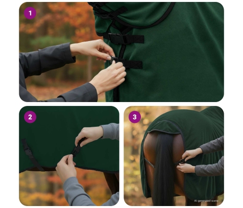 Zirgu Sega Pilnīgi Tumši Zaļa Poliesters Vidaxl