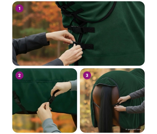 Zirgu Sega Pilnīgi Tumši Zaļa Poliesters Vidaxl