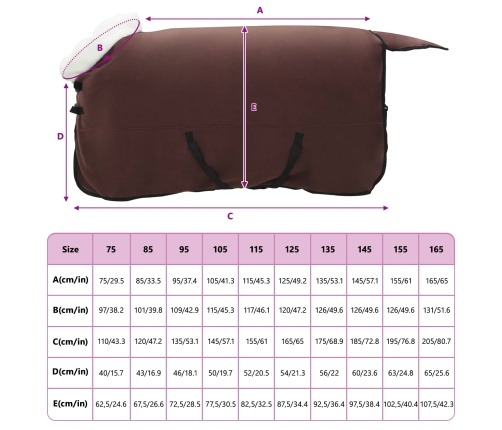 Zirgu Sega Pilnīgs Tumši Brūns 145 Cm Polāra Poliestera Vidaxl