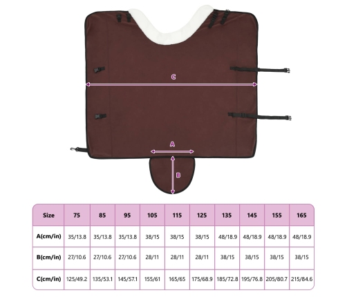 Zirgu Sega Pilnīgs Tumši Brūns 165 Cm Polāra Poliestera Vidaxl