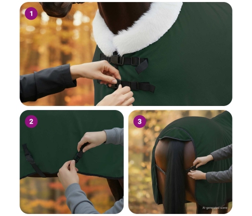 Zirgu Sega Pilnīgi Tumši Zaļa 75 Cm Polāra Poliestera Vidaxl