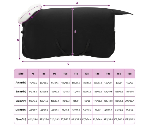 Zirgu Sega Melna 85 Cm Polāra Poliestera Vidaxl