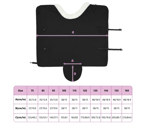 Zirgu Sega Melna 95 Cm Polāra Poliestera Vidaxl