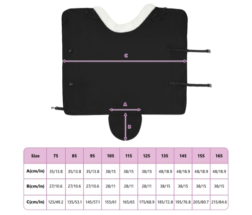 Zirgu Sega Melna 125 Cm Polāra Poliestera Vidaxl