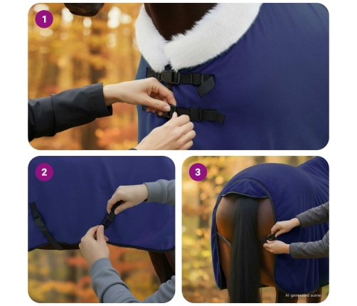 Zirgu Sega Tums Zils 115 Cm Polāra Poliestera Vidaxl