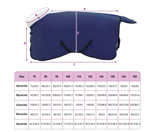 Zirgu Sega Tums Zils 115 Cm Polāra Poliestera Vidaxl