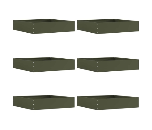 Zāliena Apmale 6 Pcs Olīvu Zaļš 60 X 60 X 13 Cm Tērauds Vidaxl