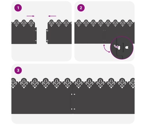 Zāliena Apmales 10 Pcs Melna 103 X 0,05 X 22 Cm Tērauds Vidaxl