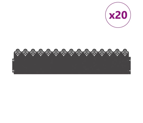 Zāliena Apmales 20 Pcs Melna 103 X 0,05 X 22 Cm Tērauds Vidaxl