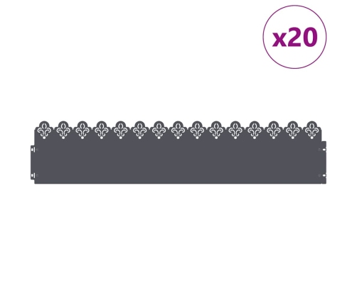 Zāliena Apmales 20 Pcs Antracīts 103 X 0,05 X 22 Cm Tērauds Vidaxl