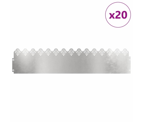 Zāliena Apmales 20 Pcs Sudraba 103 X 0,05 X 22 Cm Vidaxl