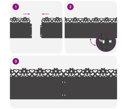 Zāliena Apmales 10 Pcs Melna 103 X 0,05 X 22 Cm Tērauds Vidaxl