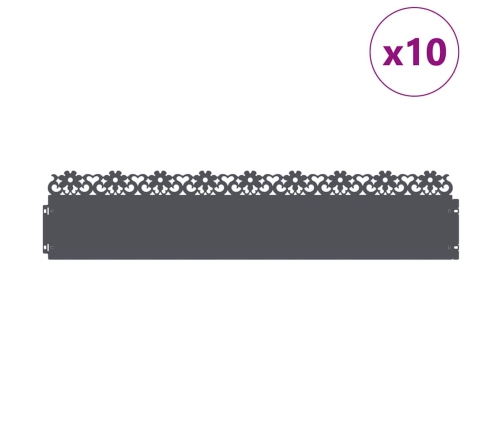 Zāliena Apmales 10 Pcs Antracīts 103 X 0,05 X 22 Cm Tērauds Vidaxl