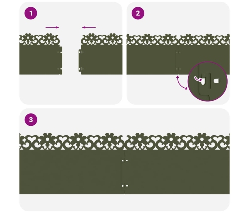 Zāliena Apmales 20 Pcs Olīvu Zaļš 103 X 0,05 X 22 Cm Tērauds Vidaxl