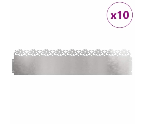 Zāliena Apmales 10 Pcs Sudraba 103 X 0,05 X 22 Cm Vidaxl