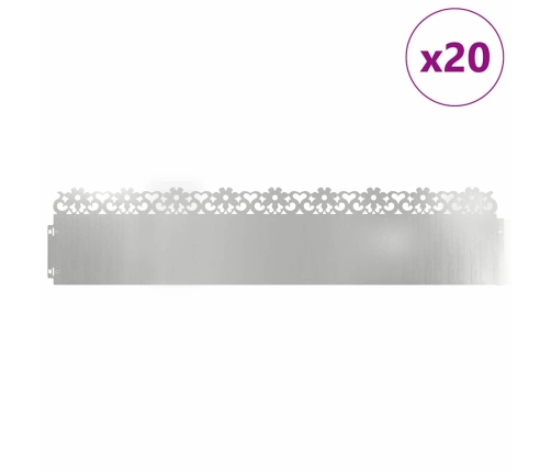 Zāliena Apmales 20 Pcs Sudraba 103 X 0,05 X 22 Cm Vidaxl