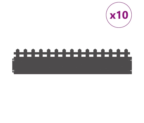 Zāliena Apmales 10 Pcs Melna 103 X 0,05 X 22 Cm Tērauds Vidaxl