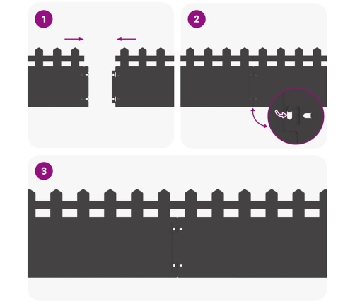 Zāliena Apmales 20 Pcs Melna 103 X 0,05 X 22 Cm Tērauds Vidaxl