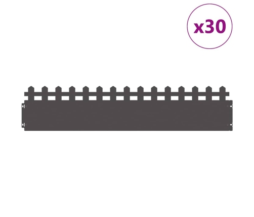 Zāliena Apmales 30 Pcs Melna 103 X 0,05 X 22 Cm Tērauds Vidaxl