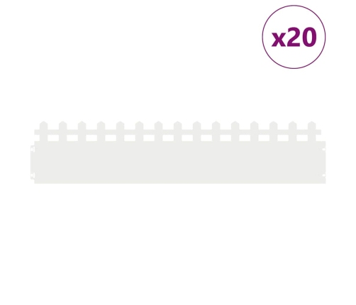 Zāliena Apmales 20 Pcs Balts 103 X 0,05 X 22 Cm Tērauds Vidaxl