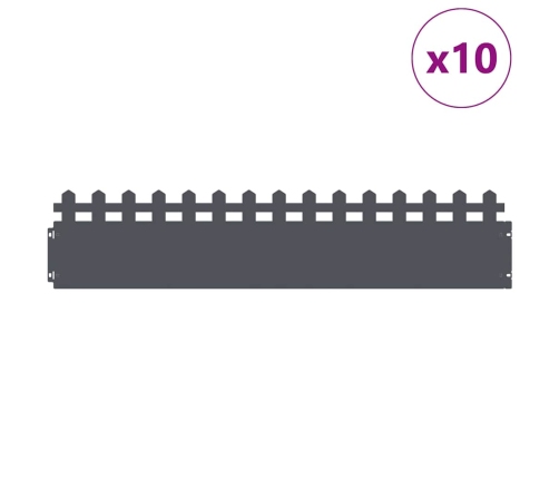 Zāliena Apmales 10 Pcs Antracīts 103 X 0,05 X 22 Cm Tērauds Vidaxl