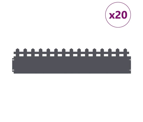 Zāliena Apmales 20 Pcs Antracīts 103 X 0,05 X 22 Cm Tērauds Vidaxl