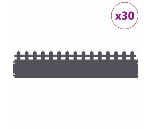 Zāliena Apmales 30 Pcs Antracīts 103 X 0,05 X 22 Cm Tērauds Vidaxl