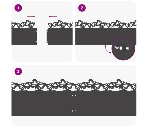 Zāliena Apmales 20 Pcs Melna 103 X 0,05 X 22 Cm Tērauds Vidaxl