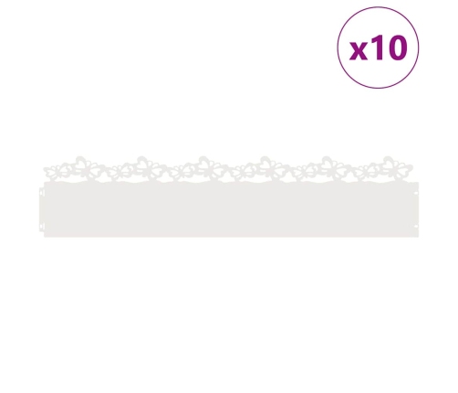 Zāliena Apmales 10 Pcs Balts 103 X 0,05 X 22 Cm Tērauds Vidaxl