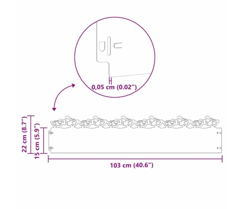 Zāliena Apmales 10 Pcs Antracīts 103 X 0,05 X 22 Cm Tērauds Vidaxl