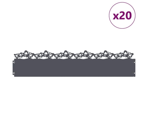 Zāliena Apmales 20 Pcs Antracīts 103 X 0,05 X 22 Cm Tērauds Vidaxl