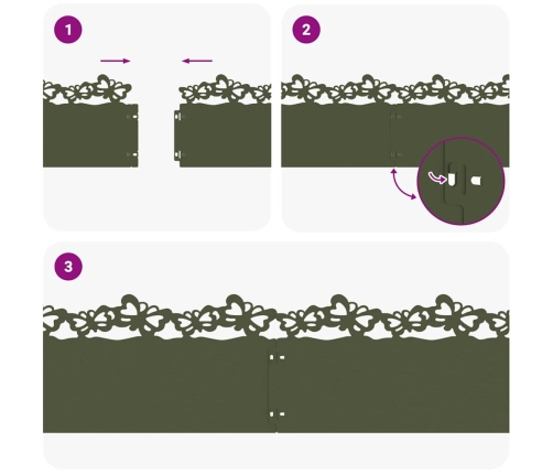 Zāliena Apmales 30 Pcs Olīvu Zaļš 103 X 0,05 X 22 Cm Tērauds Vidaxl