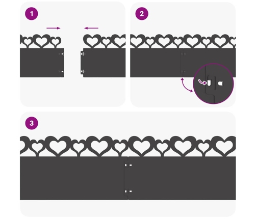 Zāliena Apmales 10 Pcs Melna 103 X 0,05 X 22 Cm Tērauds Vidaxl